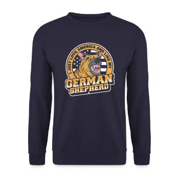 Deutscher Schäferhund Hund - Unisex Pullover - Navy - Vorne - Alina (178cm) & Michal (187cm)