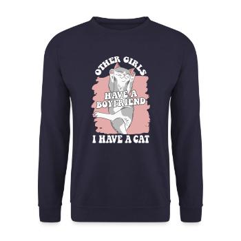 Chat Chats Amoureux Chat Propriétaire ChatOn - Sweat-shirt Unisexe - marine - Devant - Alina (178cm) & Michal (187cm)