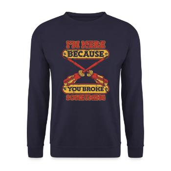 Electrician Electronics Technician Craftsman Profession Saying - Unisex Sweatshirt - navy - Front - Alina (178cm) & Michal (187cm)