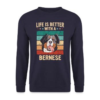 Bernese Mountain Dog Dog - Unisex Sweatshirt - navy - Front - Alina (178cm) & Michal (187cm)