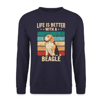Beagle Hund - Unisex Pullover - Navy - Vorne - Alina (178cm) & Michal (187cm)