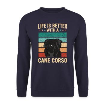 Cane Corso Chien - Sweat-shirt Unisexe - marine - Devant - Alina (178cm) & Michal (187cm)