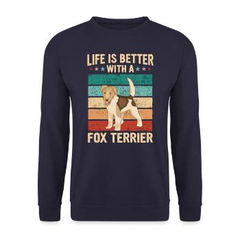 Fox Terrier Dog - Unisex Sweatshirt - navy - Front - Alina (178cm) & Michal (187cm)