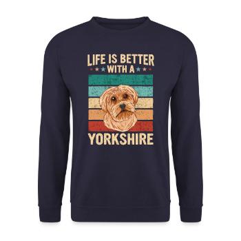 Chien Yorkshire Terrier - Sweat-shirt Unisexe - marine - Devant - Alina (178cm) & Michal (187cm)