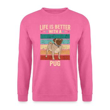 Carlin Pug Chien - Sweat-shirt Unisexe - rose - Devant