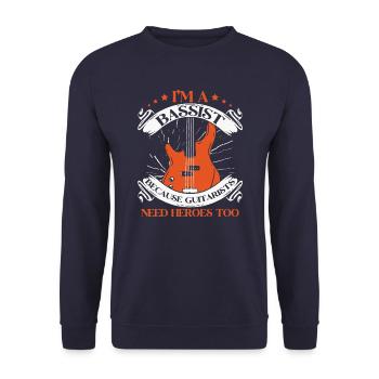 Guitare Basse Basse Instrument - Sweat-shirt Unisexe - marine - Devant - Alina (178cm) & Michal (187cm)