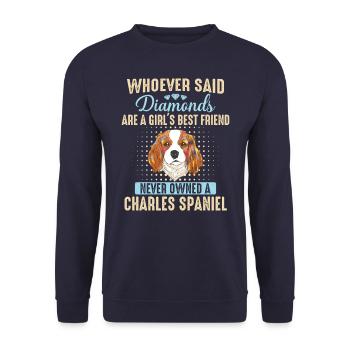 Charles Spaniel Dog - Unisex Sweatshirt - navy - Front - Alina (178cm) & Michal (187cm)