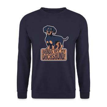 Dackel Hund - Unisex Pullover - Navy - Vorne - Alina (178cm) & Michal (187cm)