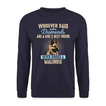 Malinois Hund - Unisex Pullover - Navy - Vorne - Alina (178cm) & Michal (187cm)