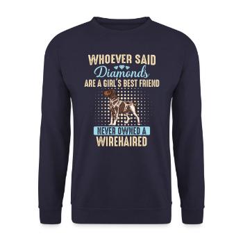 Deutsch Drahthaar Hund - Unisex Pullover - Navy - Vorne - Alina (178cm) & Michal (187cm)