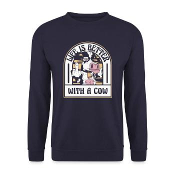 Kuh Bauer Bauernhof Kühe Landwirt - Unisex Pullover - Navy - Vorne - Alina (178cm) & Michal (187cm)