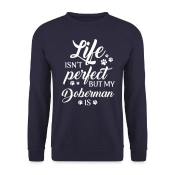 Doberman Pinscher Dog - Unisex Sweatshirt - navy - Front - Alina (178cm) & Michal (187cm)