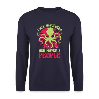 Octopus Octopus Cuttlefish Animal - Unisex Sweatshirt - navy - Front - Alina (178cm) & Michal (187cm)