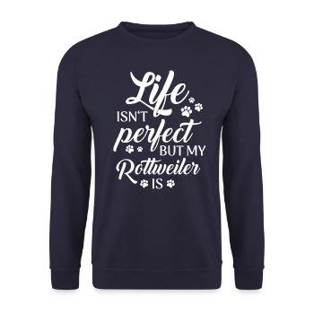Rottweiler Hund - Unisex Pullover - Navy - Vorne - Alina (178cm) & Michal (187cm)