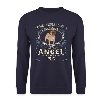 Mops Möpse Hund - Unisex Pullover - Navy - Vorne - Alina (178cm) & Michal (187cm)
