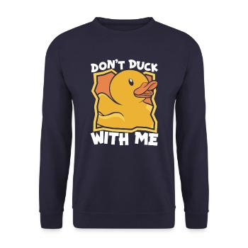Rubber Ducks Bathroom Yellow Duck - Unisex Sweatshirt - navy - Front - Alina (178cm) & Michal (187cm)