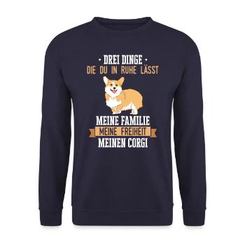 Pembroke Welsh Corgi Hund Hunde - Unisex Pullover - Navy - Vorne - Alina (178cm) & Michal (187cm)