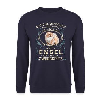 Zwergspitz Hund Pomeranian Hundehalter Hunde - Unisex Pullover - Navy - Vorne - Alina (178cm) & Michal (187cm)
