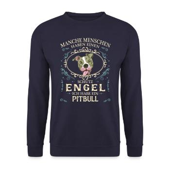 Pitbull Hund - Unisex Pullover - Navy - Vorne - Alina (178cm) & Michal (187cm)