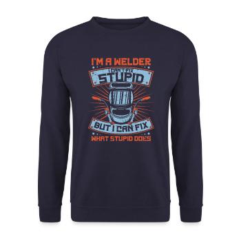 Welder MetalWorker - Unisex Sweatshirt - navy - Front - Alina (178cm) & Michal (187cm)