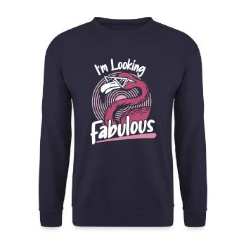 Flamingo Tier Rosa - Unisex Pullover - Navy - Vorne - Alina (178cm) & Michal (187cm)