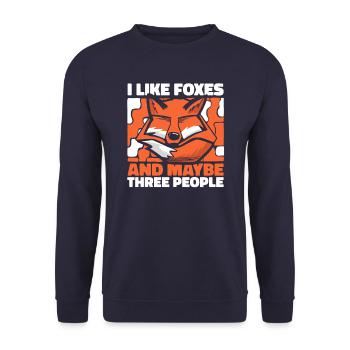 Fuchs Füchse Tier - Unisex Pullover - Navy - Vorne - Alina (178cm) & Michal (187cm)