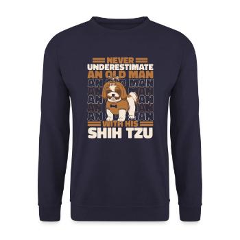 Shih Tzu Hund Shitzu Hunde - Unisex Pullover - Navy - Vorne - Alina (178cm) & Michal (187cm)