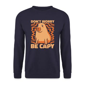 Capybara Nagetier Tier - Unisex Pullover - Navy - Vorne - Alina (178cm) & Michal (187cm)