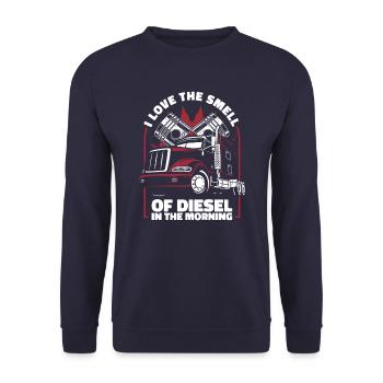 Trucker LKW-Fahrer LKWs - Unisex Pullover - Navy - Vorne - Alina (178cm) & Michal (187cm)