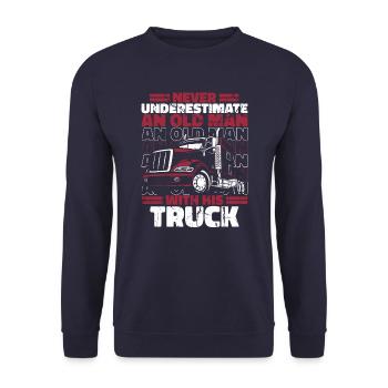 Trucker LKW-Fahrer LKWs - Unisex Pullover - Navy - Vorne - Alina (178cm) & Michal (187cm)