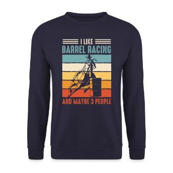 Courses de chevaux Courses de barils De chevaux Barils de chevaux - Sweat-shirt Unisexe - marine - Devant - Alina (178cm) & Michal (187cm)