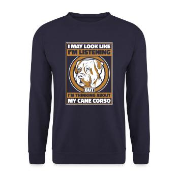 Cane Corso Chien - Sweat-shirt Unisexe - marine - Devant - Alina (178cm) & Michal (187cm)