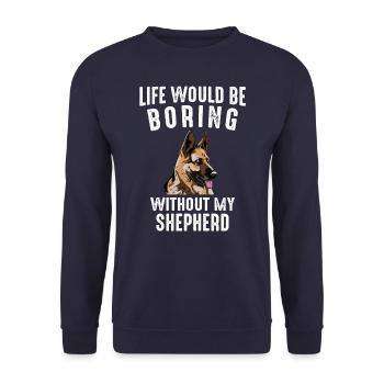 Deutscher Schäferhund Hund - Unisex Pullover - Navy - Vorne - Alina (178cm) & Michal (187cm)