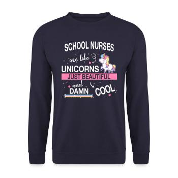 Schulkrankenschwester Gesundheitswesen Schulkranke - Unisex Pullover - Navy - Vorne - Alina (178cm) & Michal (187cm)