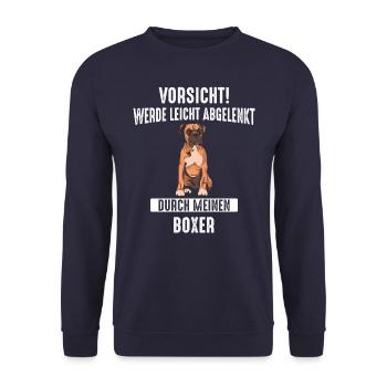 Deutscher Boxer Hund - Unisex Pullover - Navy - Vorne - Alina (178cm) & Michal (187cm)