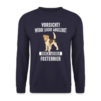 Foxterrier Drahthaar Hund - Unisex Pullover - Navy - Vorne - Alina (178cm) & Michal (187cm)