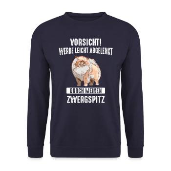 Zwergspitz Pomeranian Hund - Unisex Pullover - Navy - Vorne - Alina (178cm) & Michal (187cm)