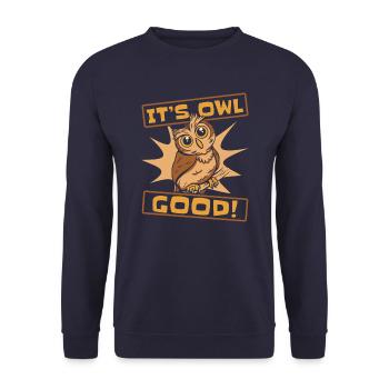 Eule Vogel Tier Eulen - Unisex Pullover - Navy - Vorne - Alina (178cm) & Michal (187cm)