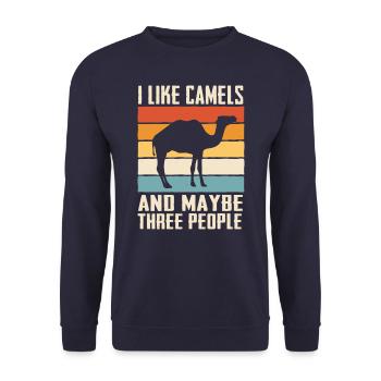 Camel Desert Camels Egypt - Unisex Sweatshirt - navy - Front - Alina (178cm) & Michal (187cm)
