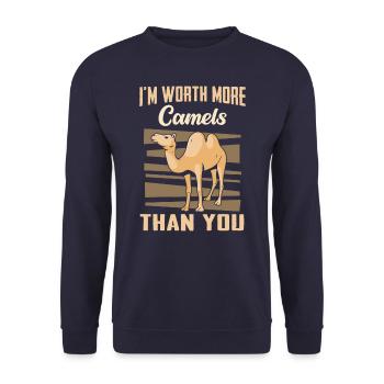 Camel Desert Camels Egypt - Unisex Sweatshirt - navy - Front - Alina (178cm) & Michal (187cm)