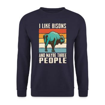 Bison Buffalo Bull Buffalo Bisons - Unisex Sweatshirt - navy - Front - Alina (178cm) & Michal (187cm)