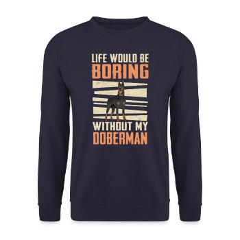 Doberman Pinscher Dog - Unisex Sweatshirt - navy - Front - Alina (178cm) & Michal (187cm)