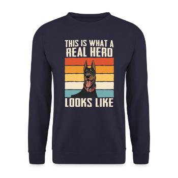 Doberman Pinscher Dog - Unisex Sweatshirt - navy - Front - Alina (178cm) & Michal (187cm)