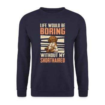 Deutsch Kurzhaar Hund - Unisex Pullover - Navy - Vorne - Alina (178cm) & Michal (187cm)