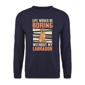 Labrador Hund - Unisex Pullover - Navy - Vorne - Alina (178cm) & Michal (187cm)
