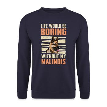 Malinois Hund - Unisex Pullover - Navy - Vorne - Alina (178cm) & Michal (187cm)
