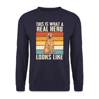 Labrador Hund - Unisex Pullover - Navy - Vorne - Alina (178cm) & Michal (187cm)