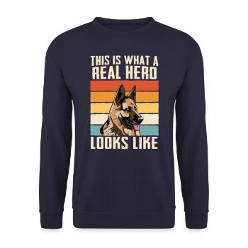 Malinois Hund - Unisex Pullover - Navy - Vorne - Alina (178cm) & Michal (187cm)