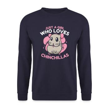 Chinchilla Chinchillas Maus - Unisex Pullover - Navy - Vorne - Alina (178cm) & Michal (187cm)
