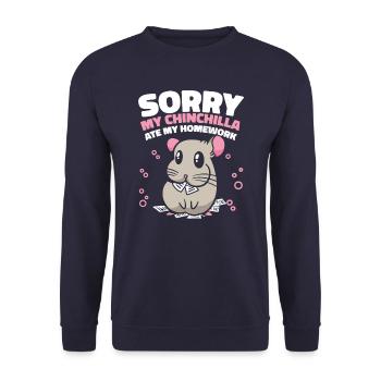 Chinchilla Chinchillas Maus - Unisex Pullover - Navy - Vorne - Alina (178cm) & Michal (187cm)